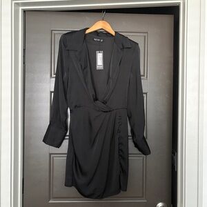 Nasty Gal Black Button-Detail Dress